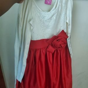 Girls dress and sweater NWT cream & red